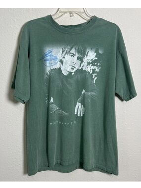 Vintage Jimmy Wayne Autographed T-Shirt Green Size Medium Country Music